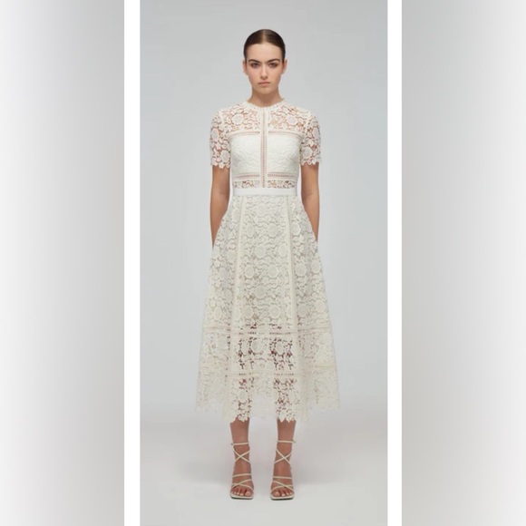 Self-Portrait Dresses & Skirts - NWT Self Portrait Ivory Floral Guipure Midi Dress - US 0